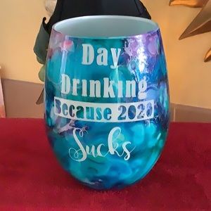 Candleholder day drinking because 2020 sucks blue pink purple handmade